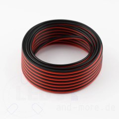 10 Meter Kabel Schwarz / Rot Doppellitze 2x0,75mm²...